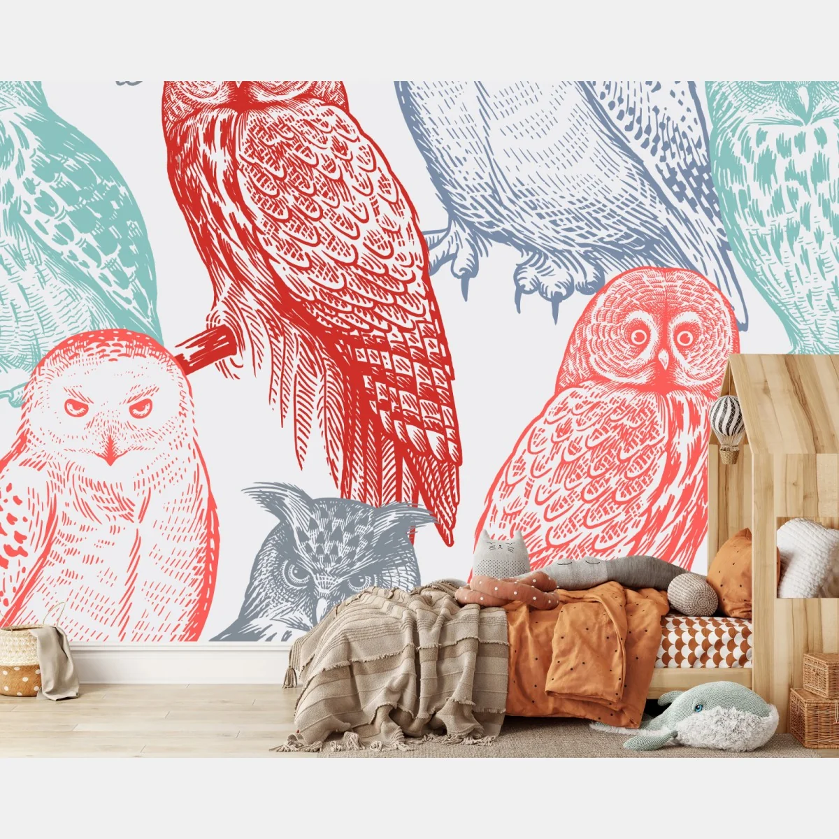 Fototapete farbenfrohes eulenmuster – Wallnifity®
