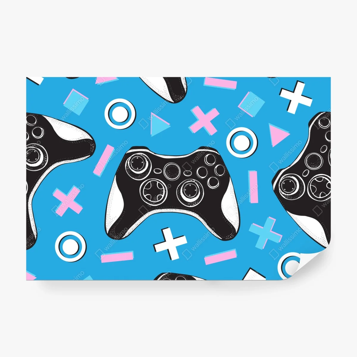 Fototapete muster mit gamecontrollern auf blauem hintergrund – Wallnifity®