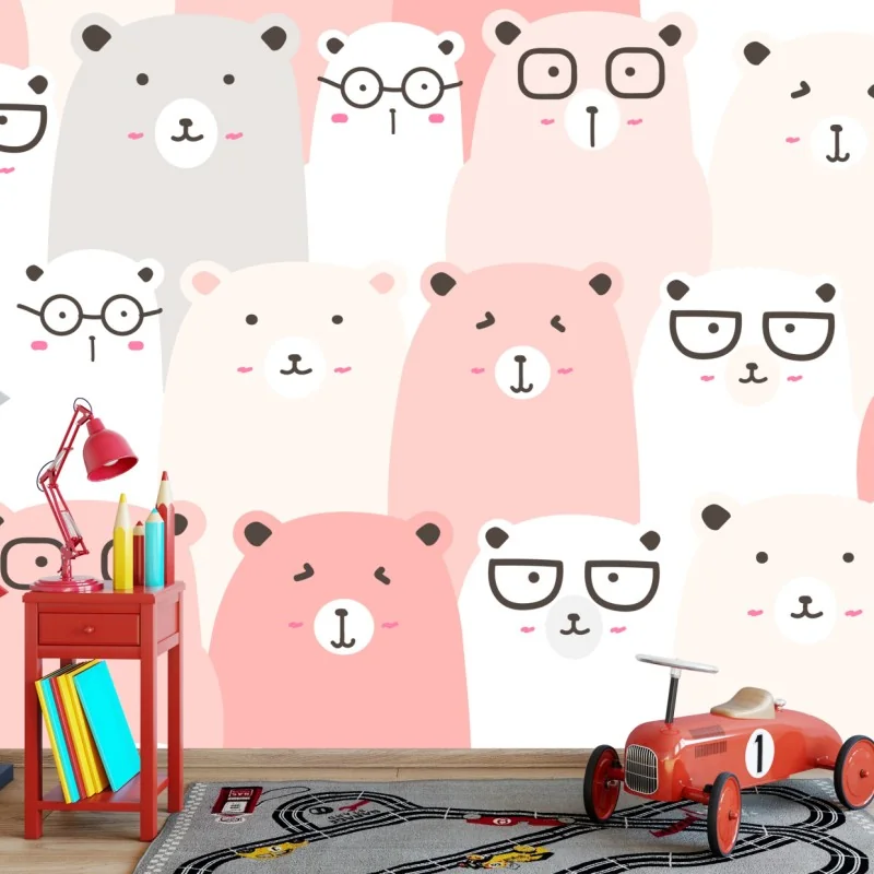 Fototapete pastell bärenmuster für das kinderzimmer