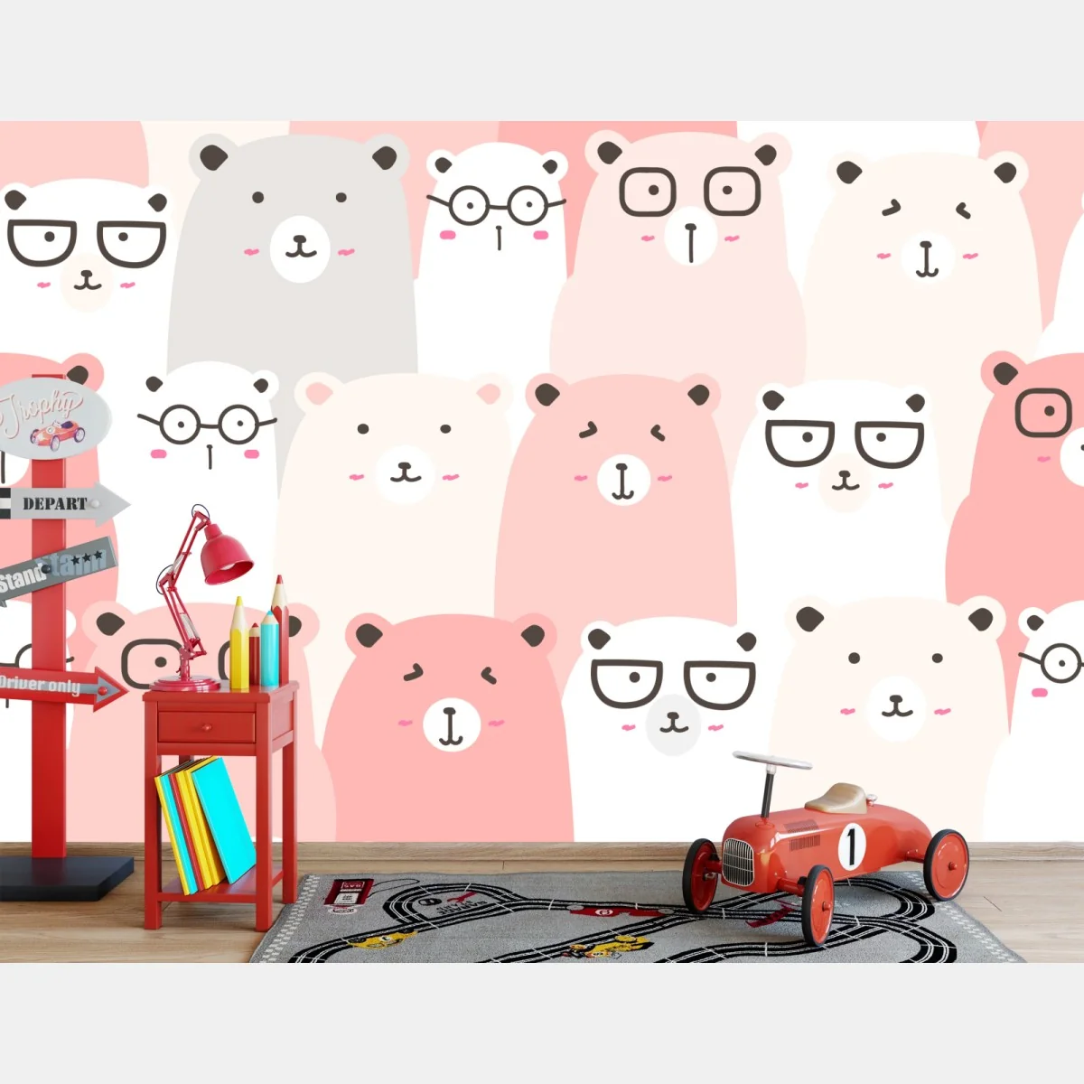 Fototapete pastell bärenmuster für das kinderzimmer – Wallnifity® Fototapete pastell bärenmuster für das kinderzimmer – Wallnifity®