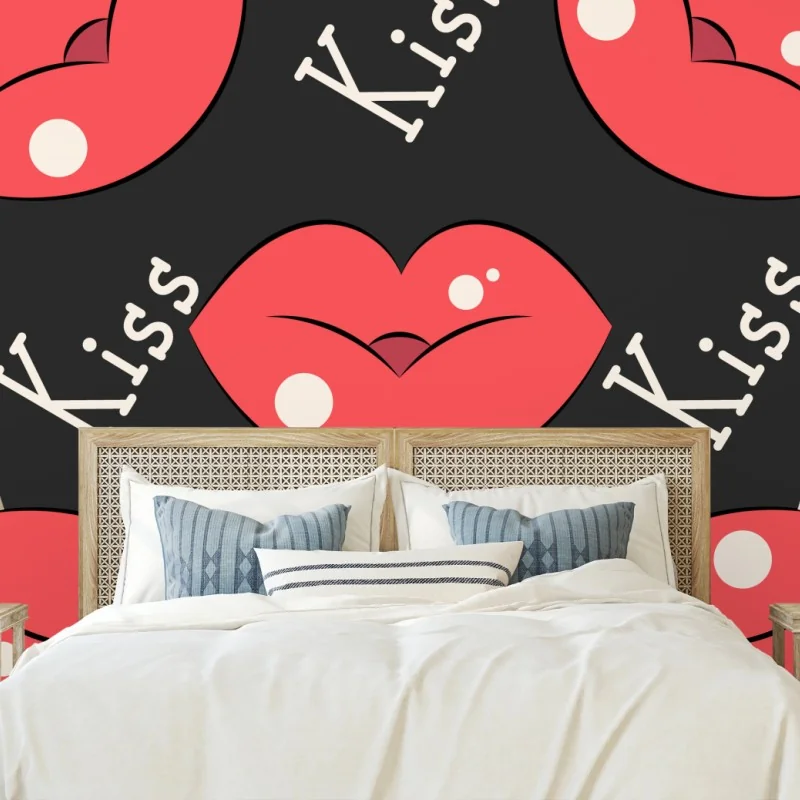 Fototapete verspieltes muster mit rosa lippen – Wallnifity® Fototapete verspieltes muster mit rosa lippen – Wallnifity®