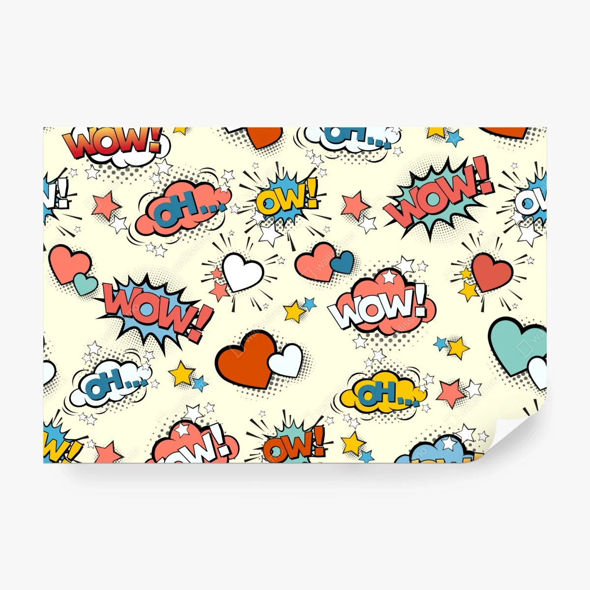 Fototapete pop art comic-herzen und sprechblasen – Wallnifity® Fototapete pop art comic-herzen und sprechblasen – Wallnifity®