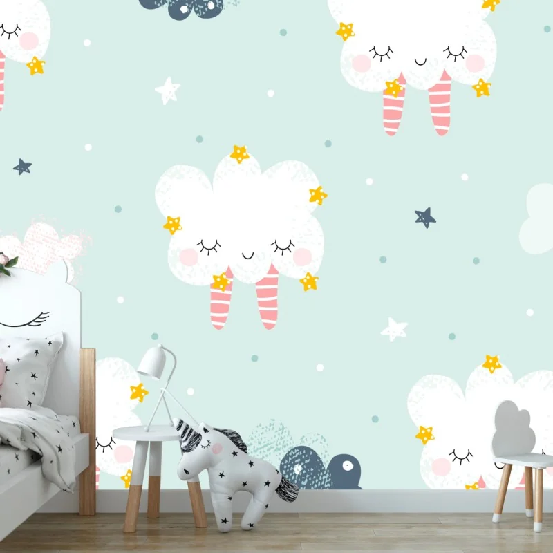 Fototapete schlafende wolken kinderzimmer muster – Wallnifity® Fototapete schlafende wolken kinderzimmer muster – Wallnifity®