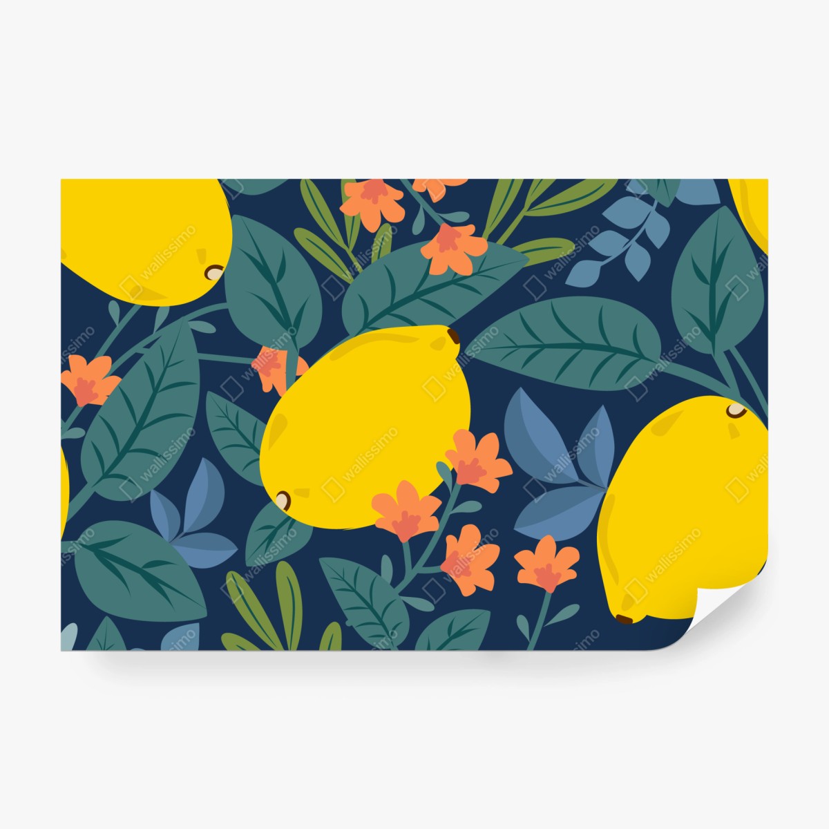 Fototapete leuchtendes botanisches zitronenmuster – Wallnifity®