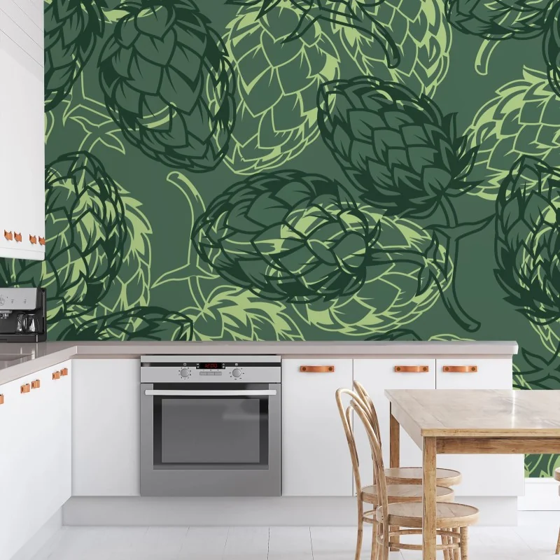 Fototapete grünes hopfenmuster