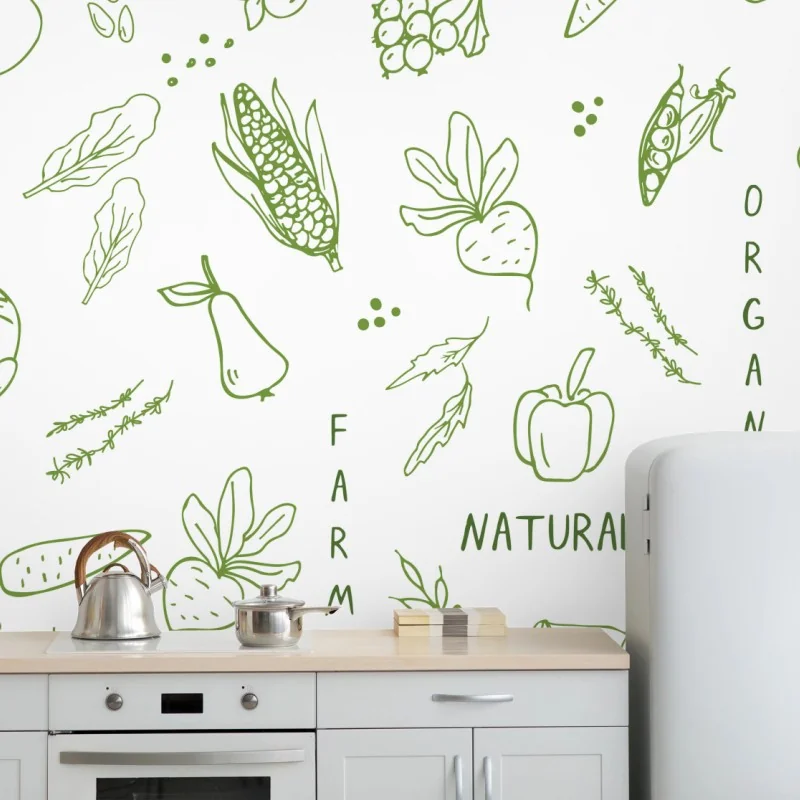 Fototapete handgezeichnetes gemüse- und obstmuster