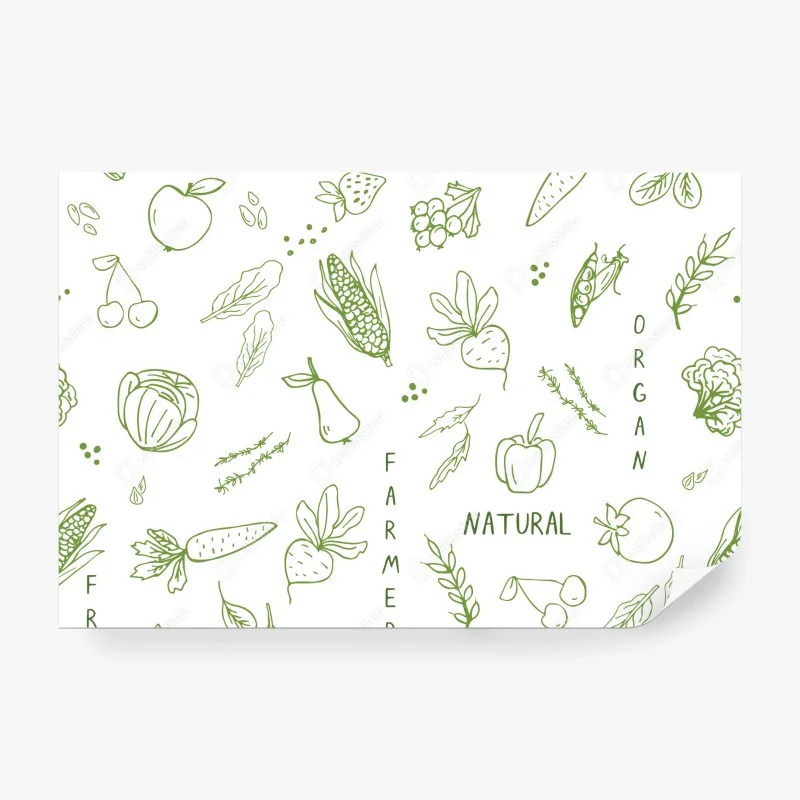 Fototapete handgezeichnetes gemüse- und obstmuster