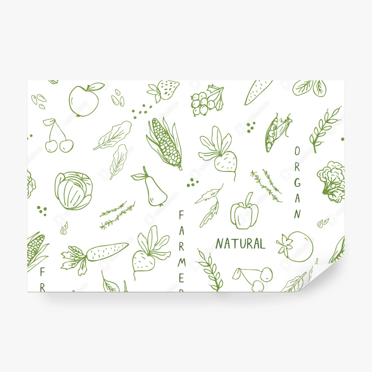 Fototapete handgezeichnetes gemüse- und obstmuster – Wallnifity® Fototapete handgezeichnetes gemüse- und obstmuster – Wallnifity®