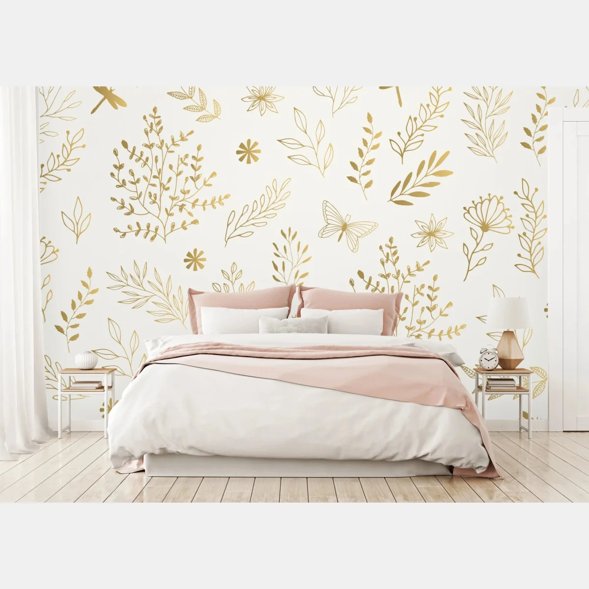 Fototapete goldenes botanisches muster – Wallnifity® Fototapete goldenes botanisches muster – Wallnifity®