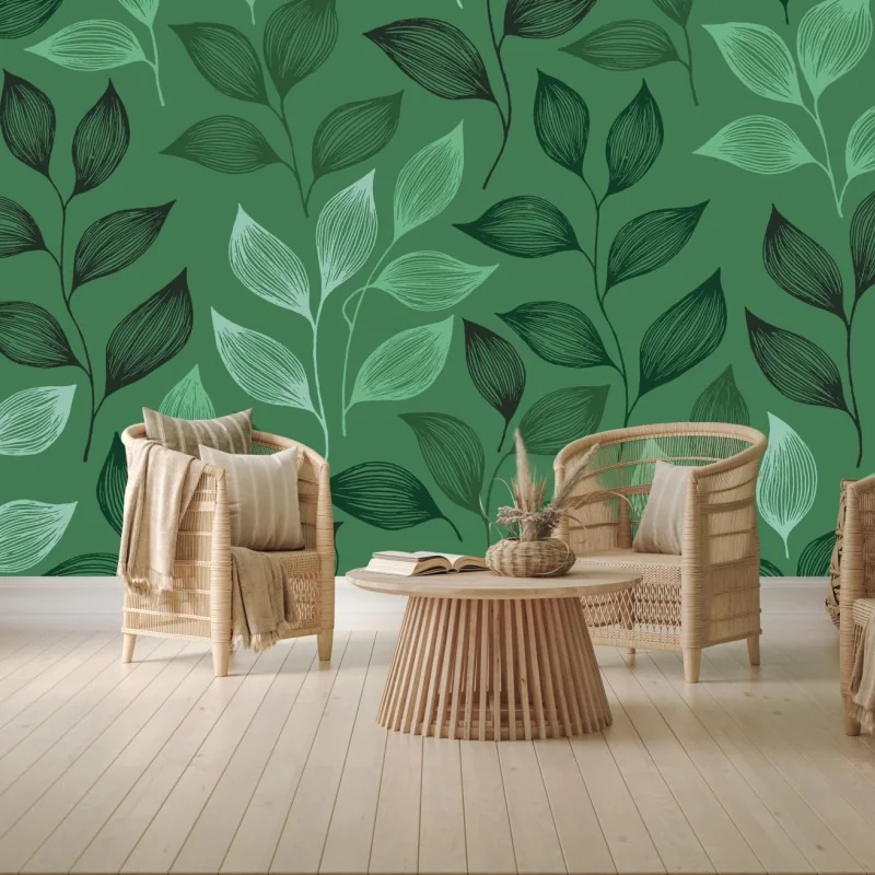 Fototapete grünes botanisches blättermuster
