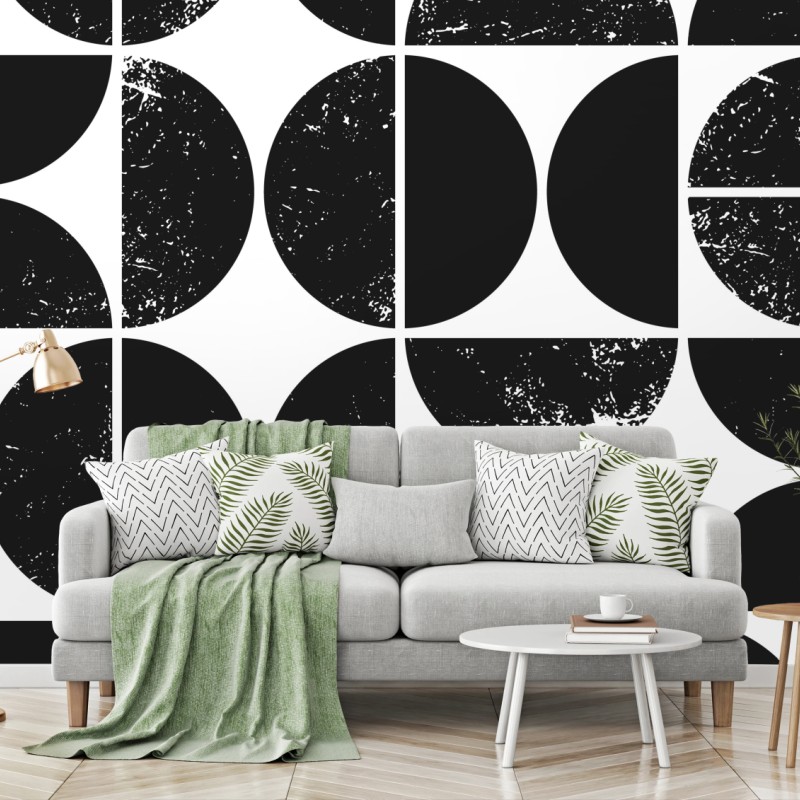 Fototapete schwarzes geometrisches kreismuster