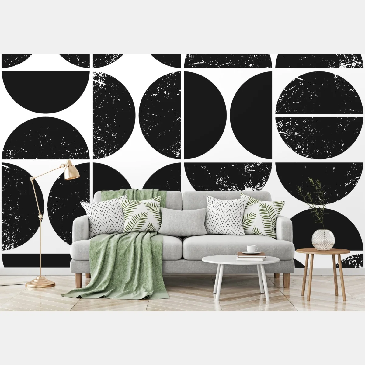 Fototapete schwarzes geometrisches kreismuster – Wallnifity®