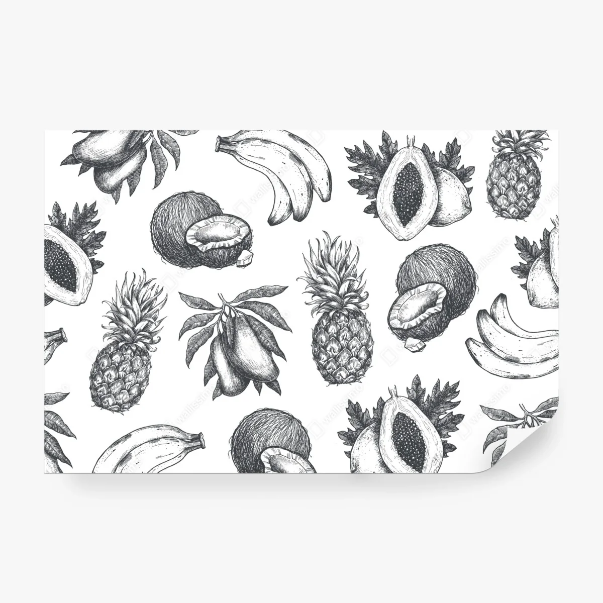 Fototapete handgezeichnetes muster tropischer früchte – Wallnifity®