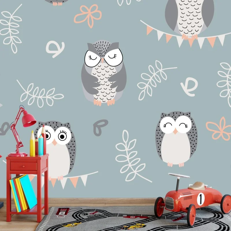 Fototapete niedliches eulenmuster für das kinderzimmer