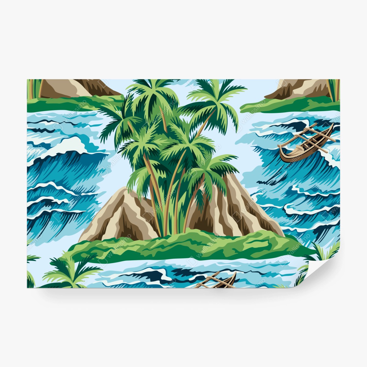 Fototapete tropische insel mit wellen – Wallnifity® Fototapete tropische insel mit wellen – Wallnifity®