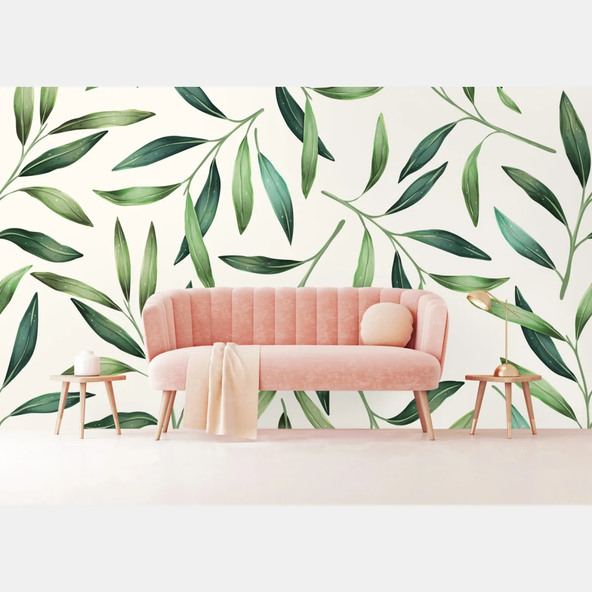 Fototapete grünes aquarell blättermuster – Wallnifity®