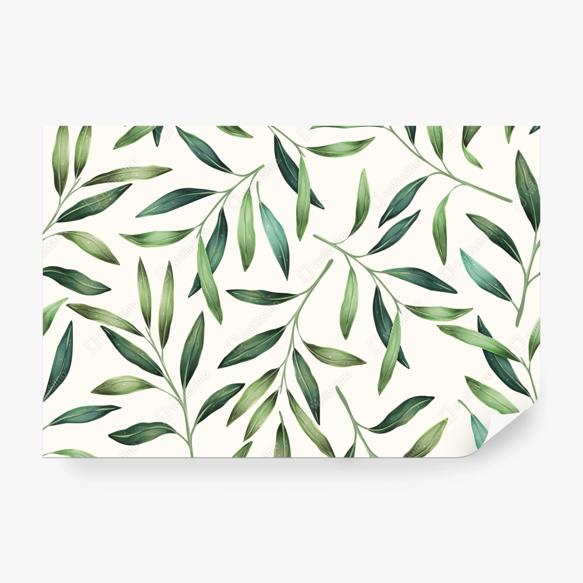 Fototapete grünes aquarell blättermuster – Wallnifity®