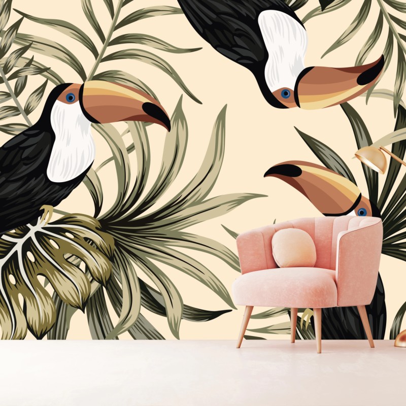 Fototapete tropisches tukanmuster