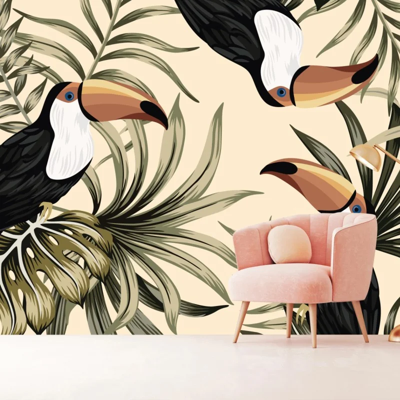 Fototapete tropisches tukanmuster