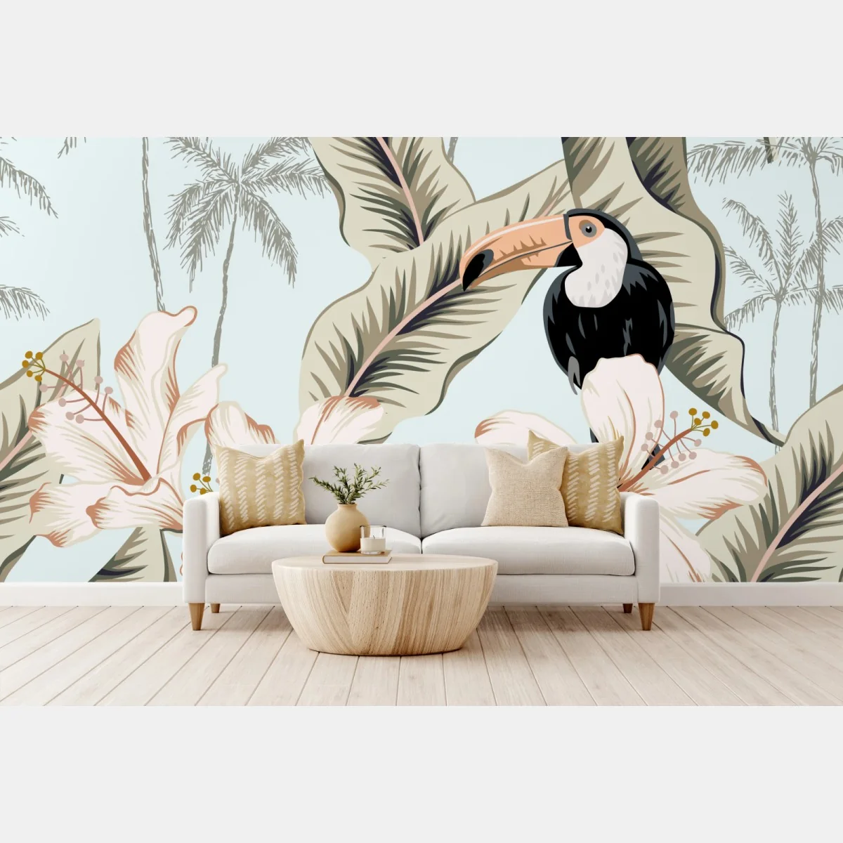 Fototapete tropisches tukan- und hibiskusmotiv – Wallnifity® Fototapete tropisches tukan- und hibiskusmotiv – Wallnifity®