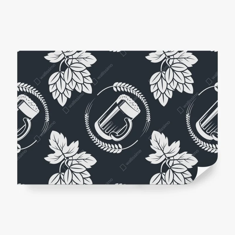 Fototapete bier und hopfen nahtloses muster