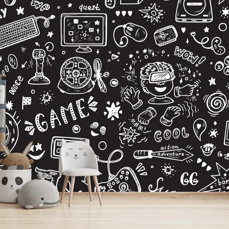 Fototapete handgezeichnetes gaming-muster