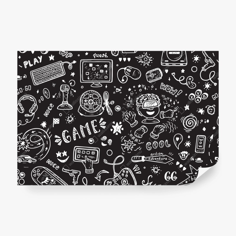 Fototapete handgezeichnetes gaming-muster