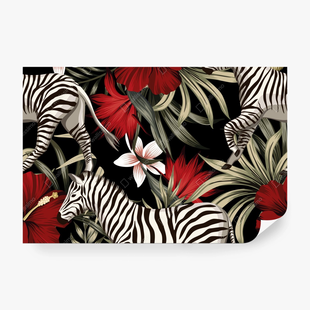 Fototapete tropisches zebra-blumenmuster – Wallnifity®