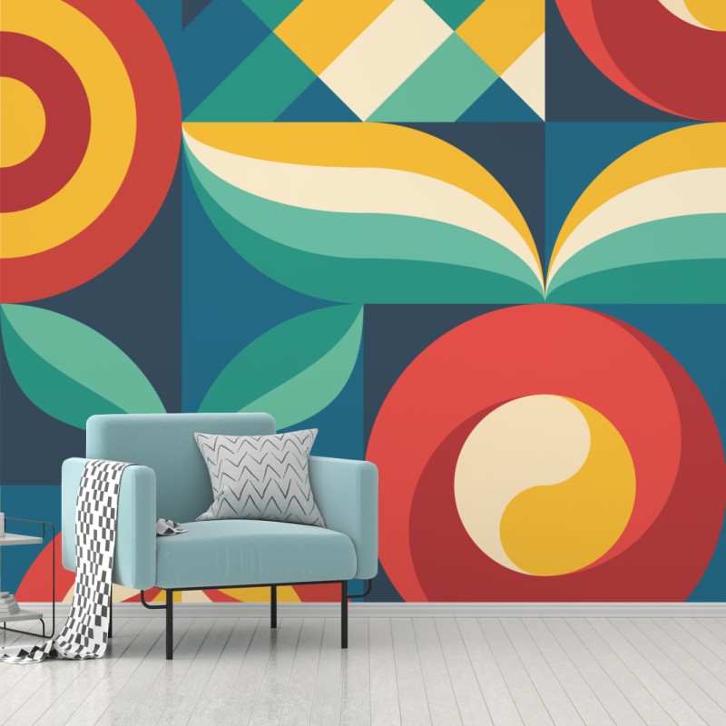 Fototapete lebhaftes geometrisches blumenmuster