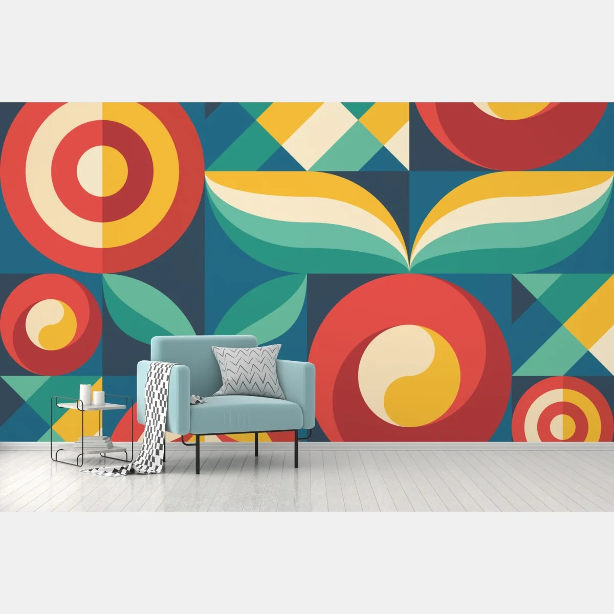 Fototapete lebhaftes geometrisches blumenmuster – Wallnifity®