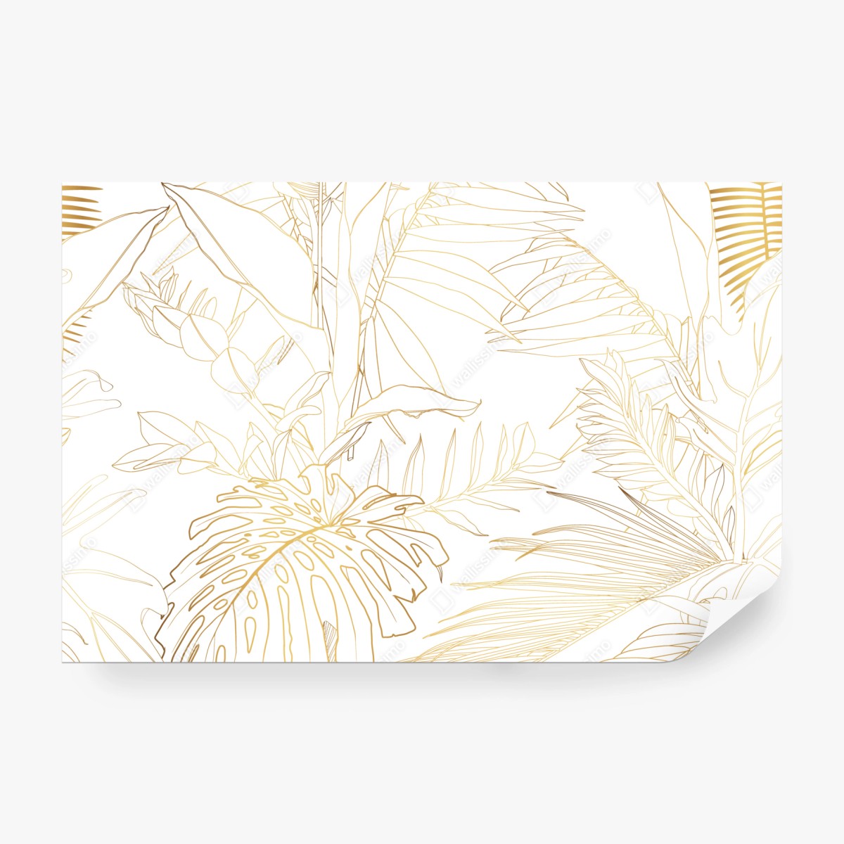Fototapete goldene tropische blätter line art – Wallnifity® Fototapete goldene tropische blätter line art – Wallnifity®