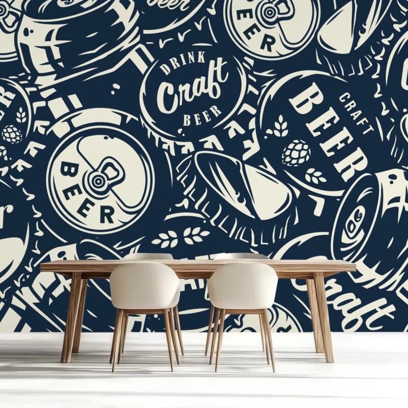 Fototapete muster mit craft-bier kronkorken