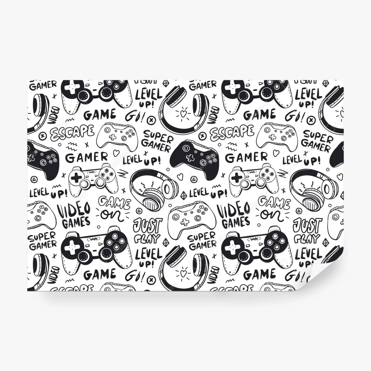 Fototapete doodle-muster mit videospiel-controllern – Wallnifity®