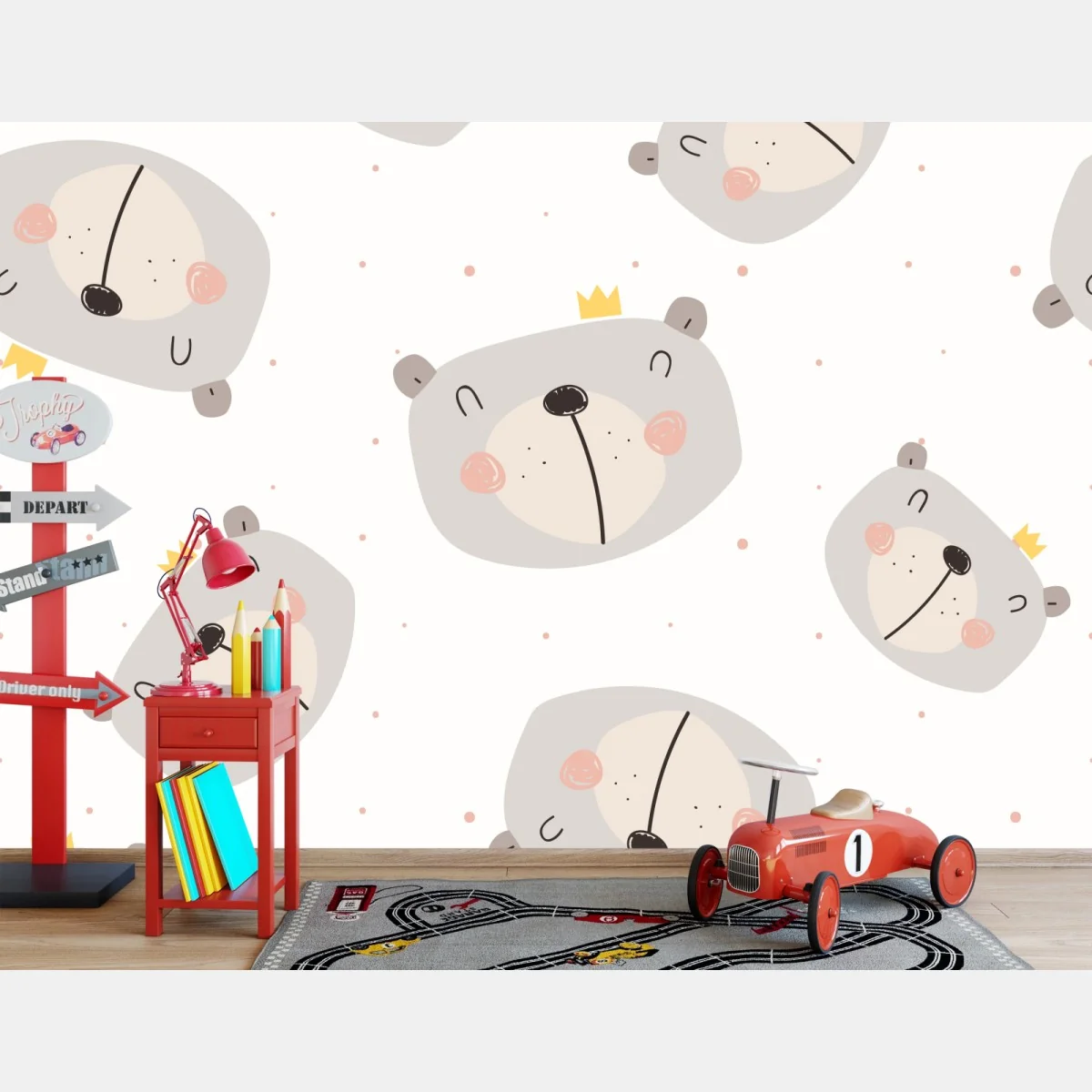 Fototapete muster mit niedlichen bären fürs kinderzimmer – Wallnifity®