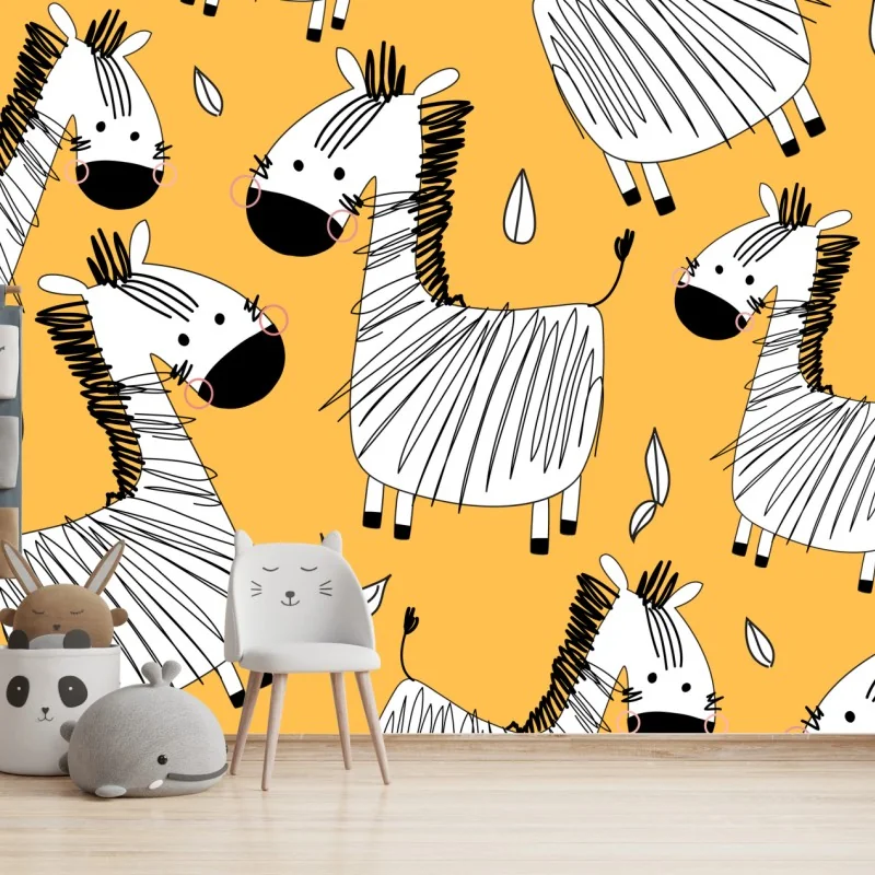 Fototapete verspieltes zebramuster für kinderzimmer