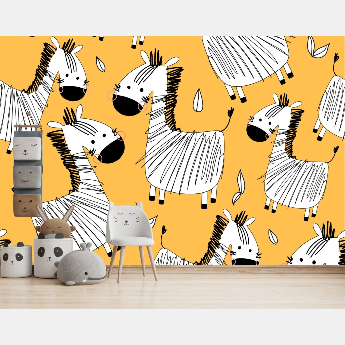 Fototapete verspieltes zebramuster für kinderzimmer – Wallnifity®