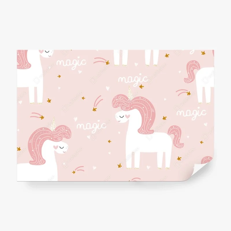 Fototapete magisches rosa einhornmuster
