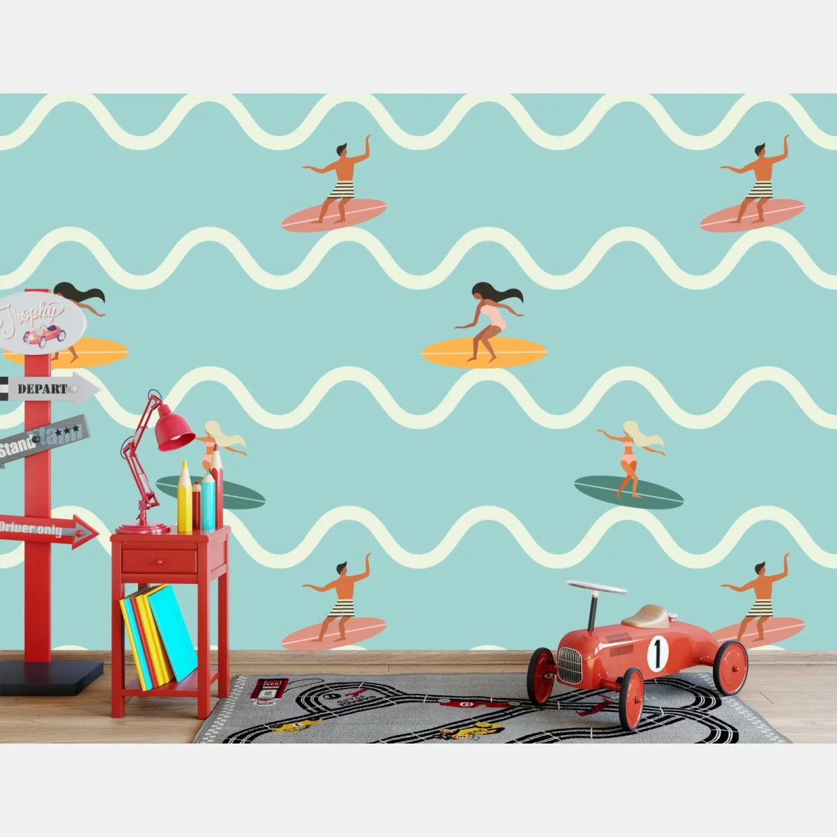 Fototapete surfer auf türkisfarbenen wellen – Wallnifity® Fototapete surfer auf türkisfarbenen wellen – Wallnifity®