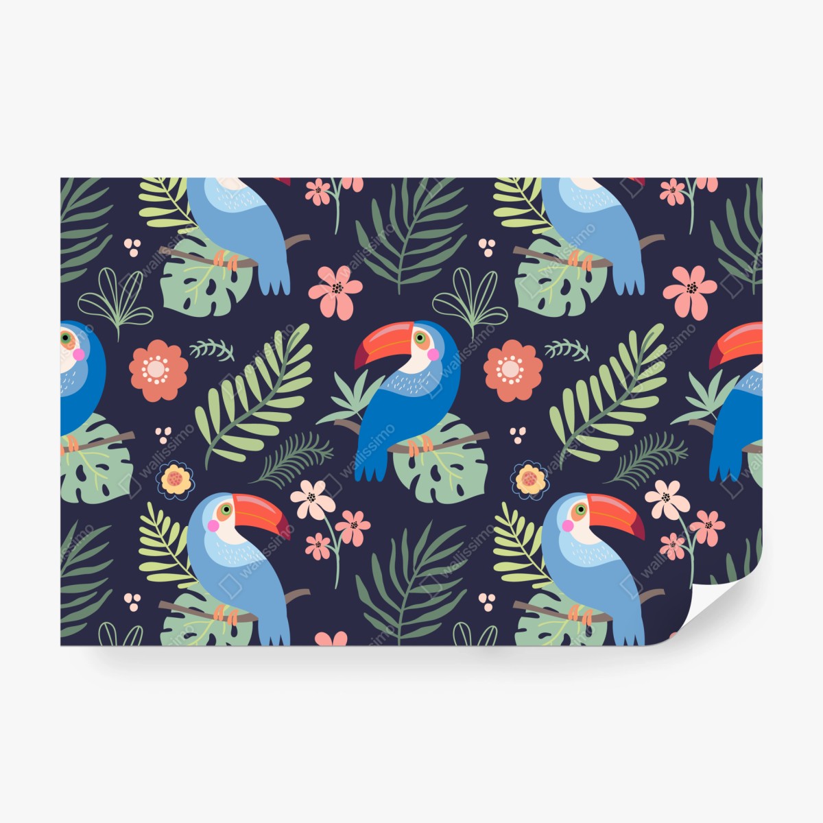 Fototapete tropisches tukanmuster auf dunkelblauem hintergrund – Wallnifity® Fototapete tropisches tukanmuster auf dunkelblauem hintergrund – Wallnifity®