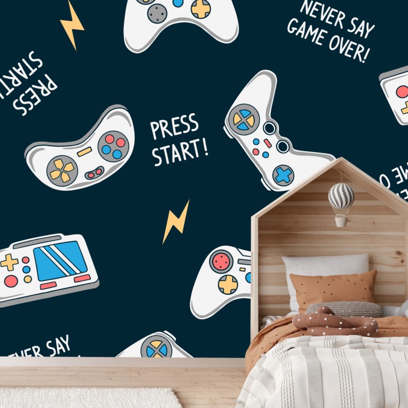 Fototapete retro-muster mit gamepads