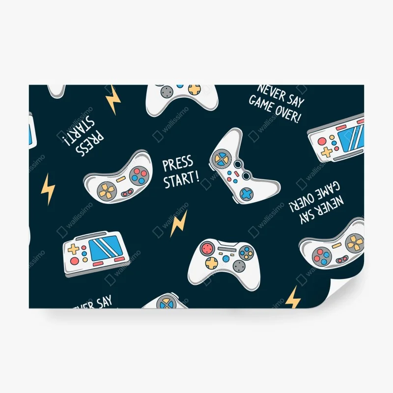 Fototapete retro-muster mit gamepads