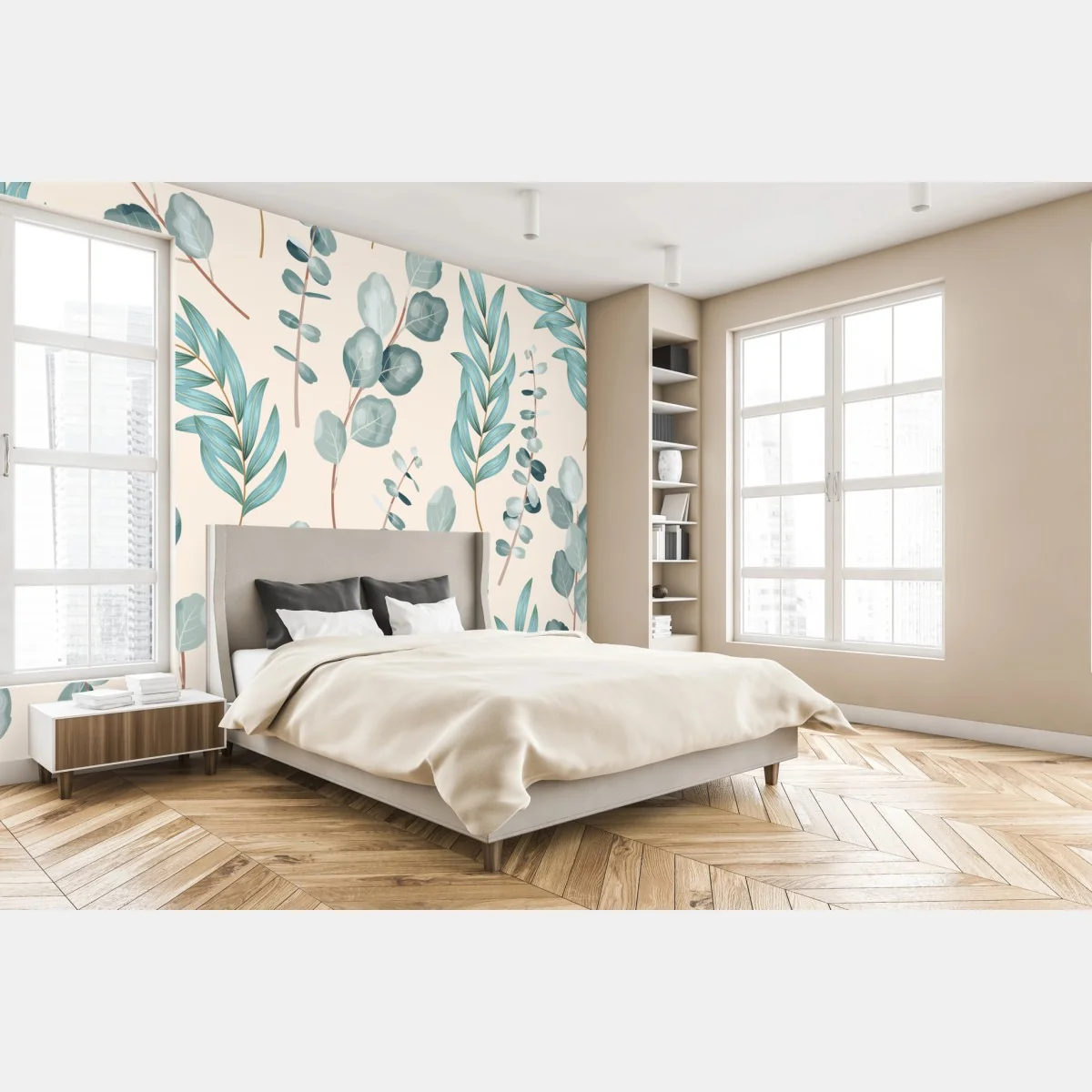 Fototapete pastell eukalyptus blattmuster – Wallnifity® Fototapete pastell eukalyptus blattmuster – Wallnifity®