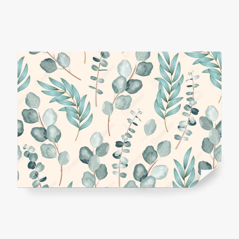 Fototapete türkis paisley muster mit blumendetails – Wallnifity®