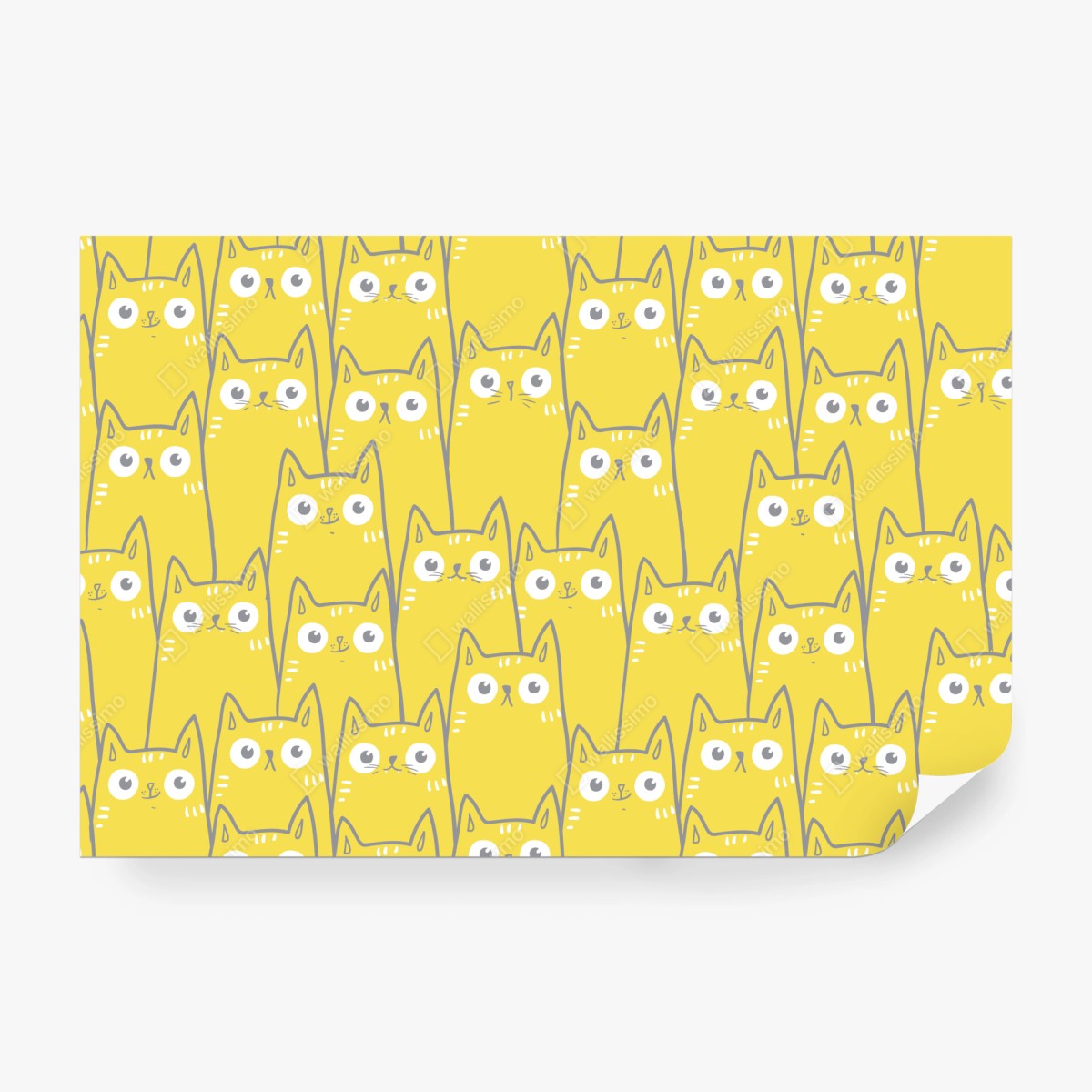 Fototapete fröhliches gelbes katzenmuster – Wallnifity®