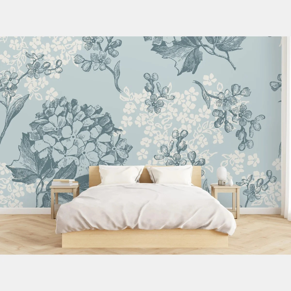 Fototapete zartes pastell hortensienmuster – Wallnifity® Fototapete zartes pastell hortensienmuster – Wallnifity®