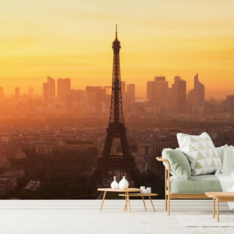 Fototapete Paris sonnenuntergang mit Eiffelturm