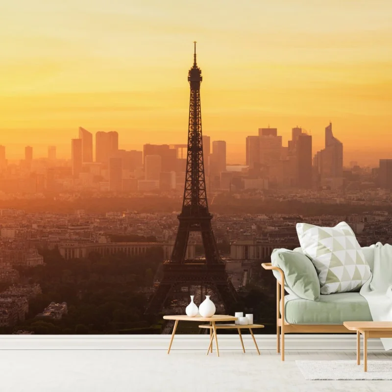 Fototapete Paris sonnenuntergang mit Eiffelturm