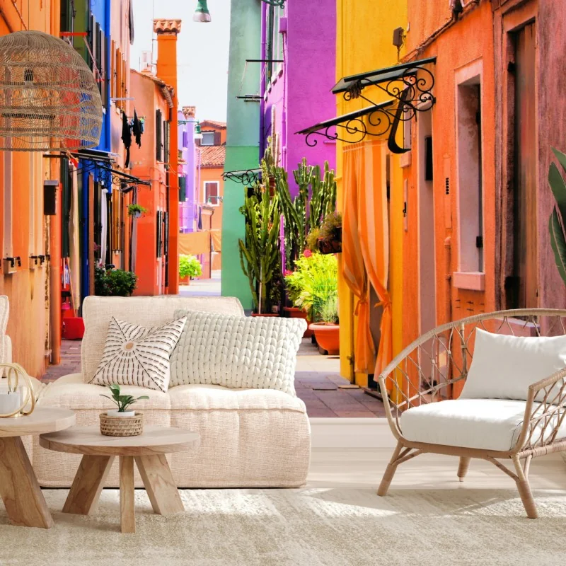 Fototapete bunte mediterrane gasse