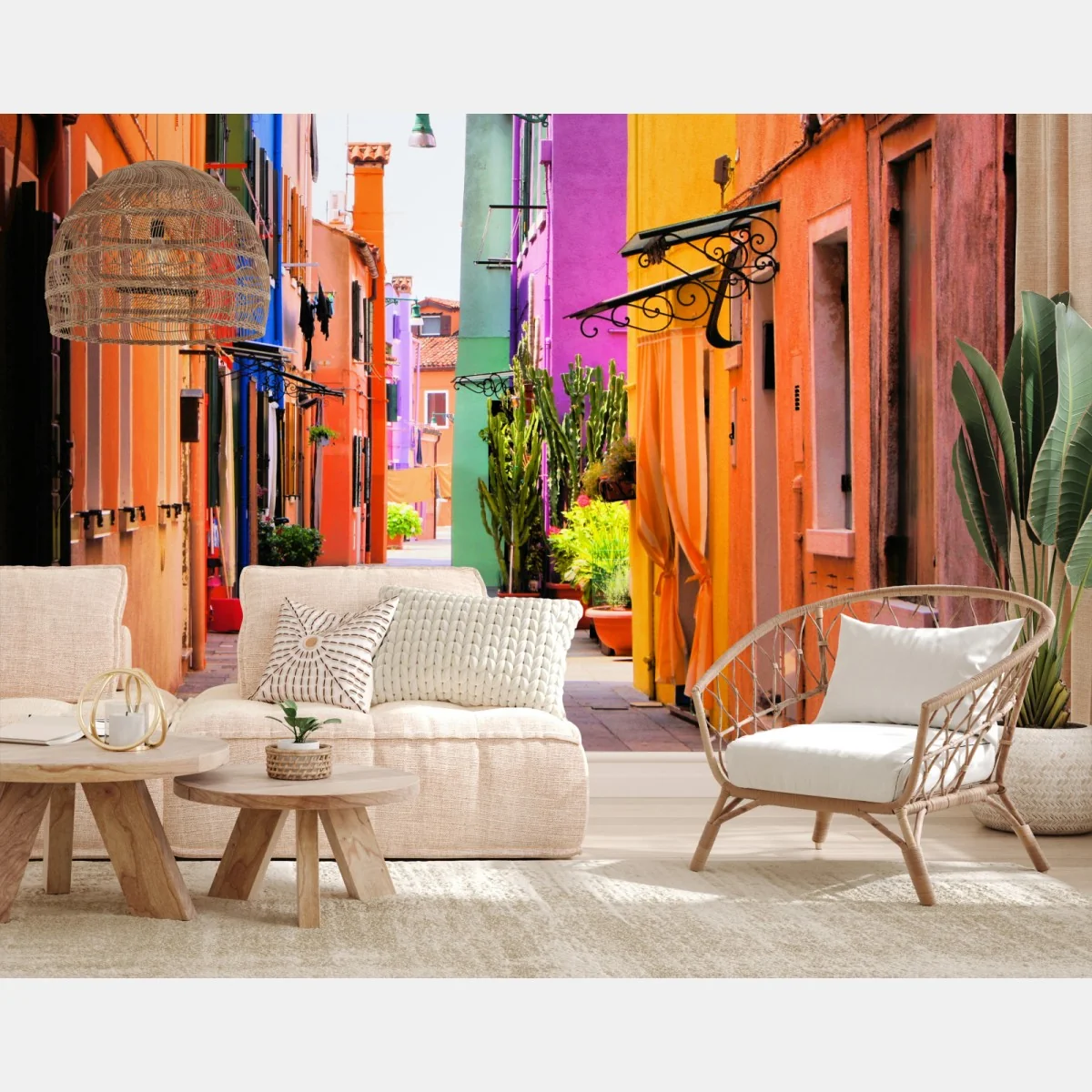 Fototapete bunte mediterrane gasse – Wallnifity® Fototapete bunte mediterrane gasse – Wallnifity®