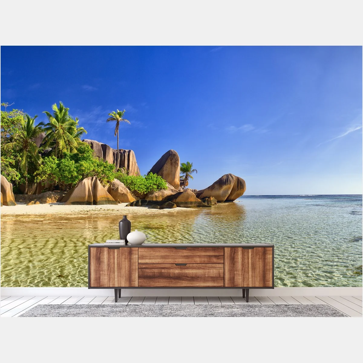 Fototapete tropischer strand mit granitfelsen und klarem wasser – Wallnifity® Fototapete tropischer strand mit granitfelsen und klarem wasser – Wallnifity®